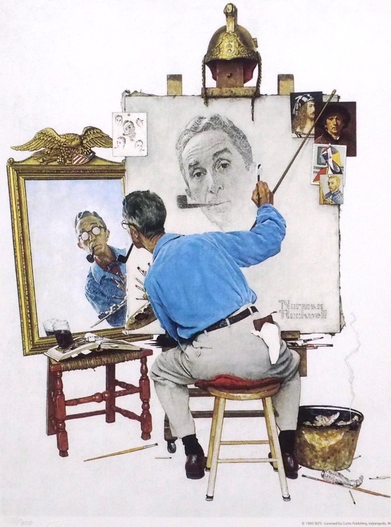 ノーマン・ロックウェルの絵画作品　タイトルは、トリプルポートレイト
